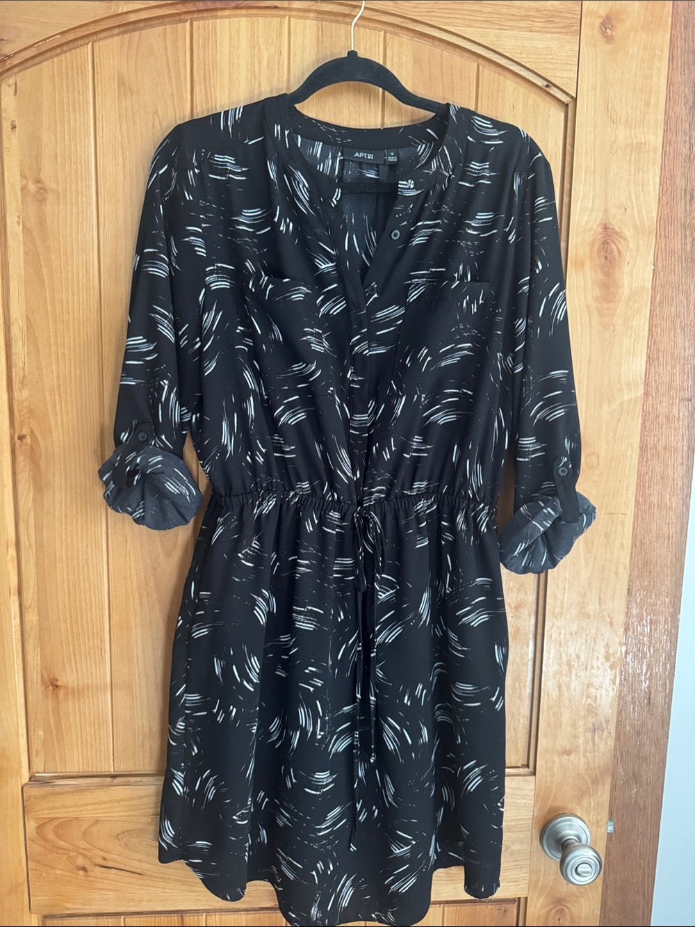 Apt. 9 Black Dress with White Brushstroke Print